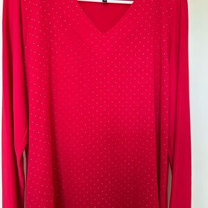 New Directions Red V-Neck Blouse